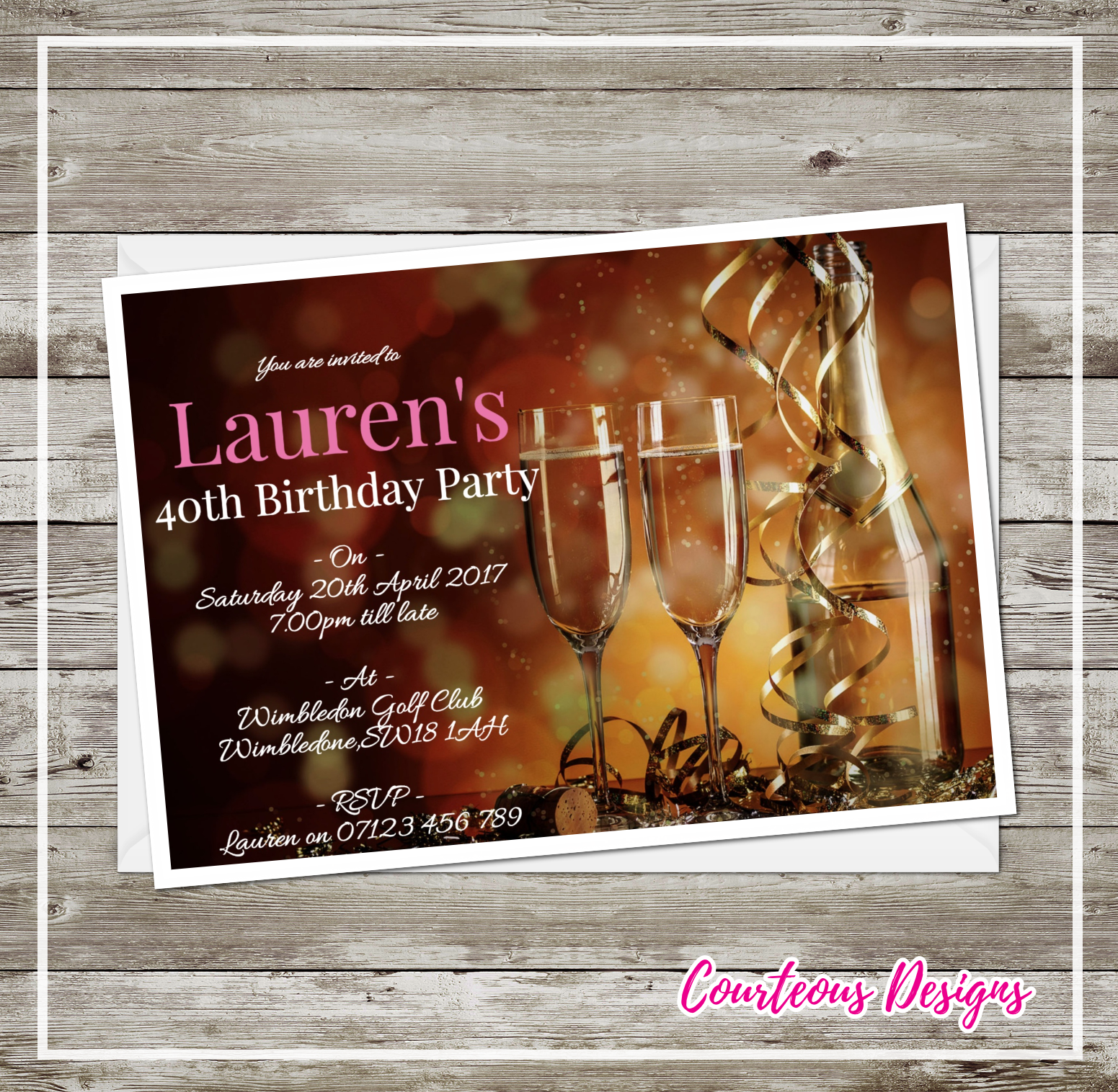 Champagne Glass Party Invitations