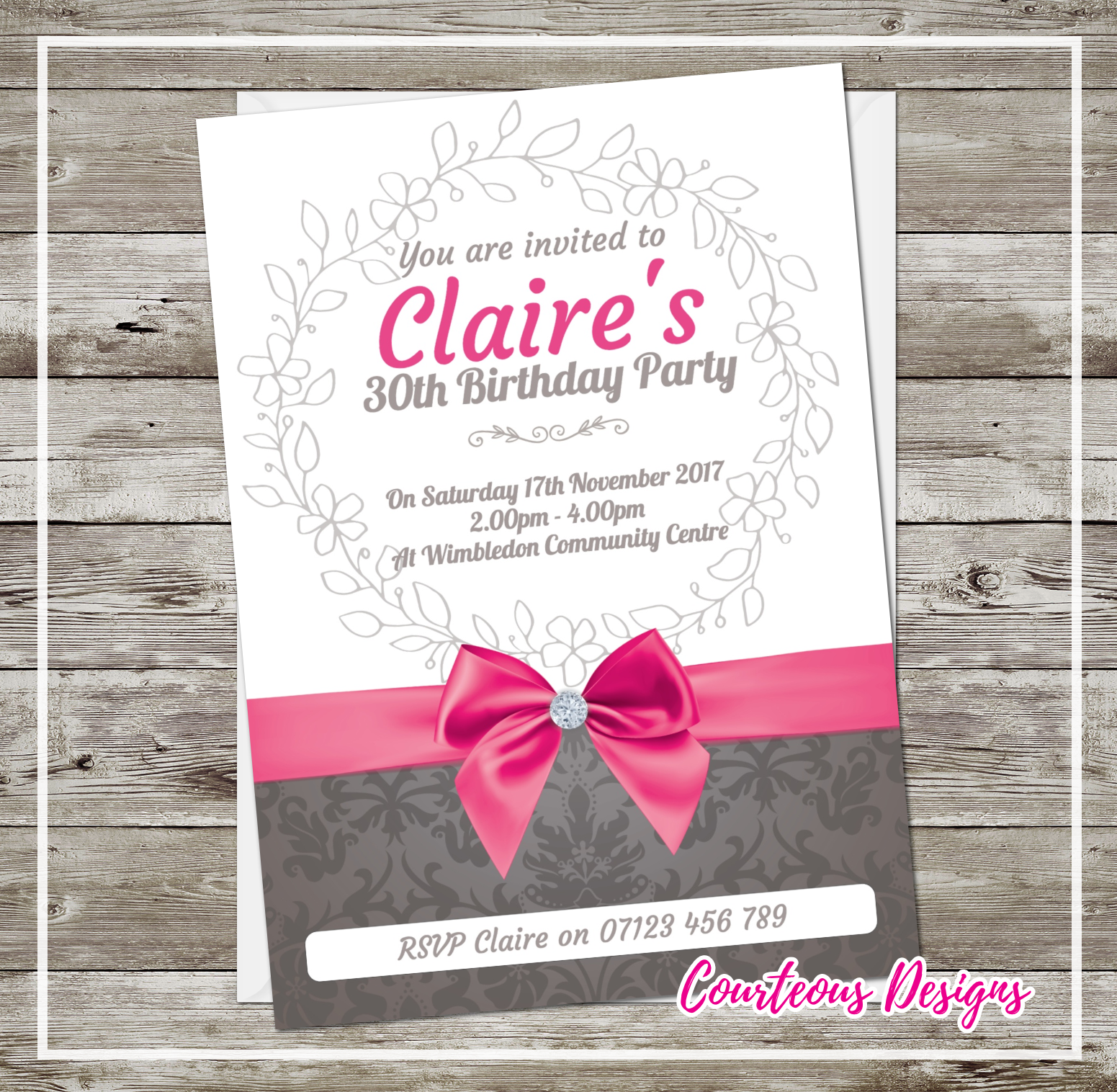 Pink Bow Party Invitations