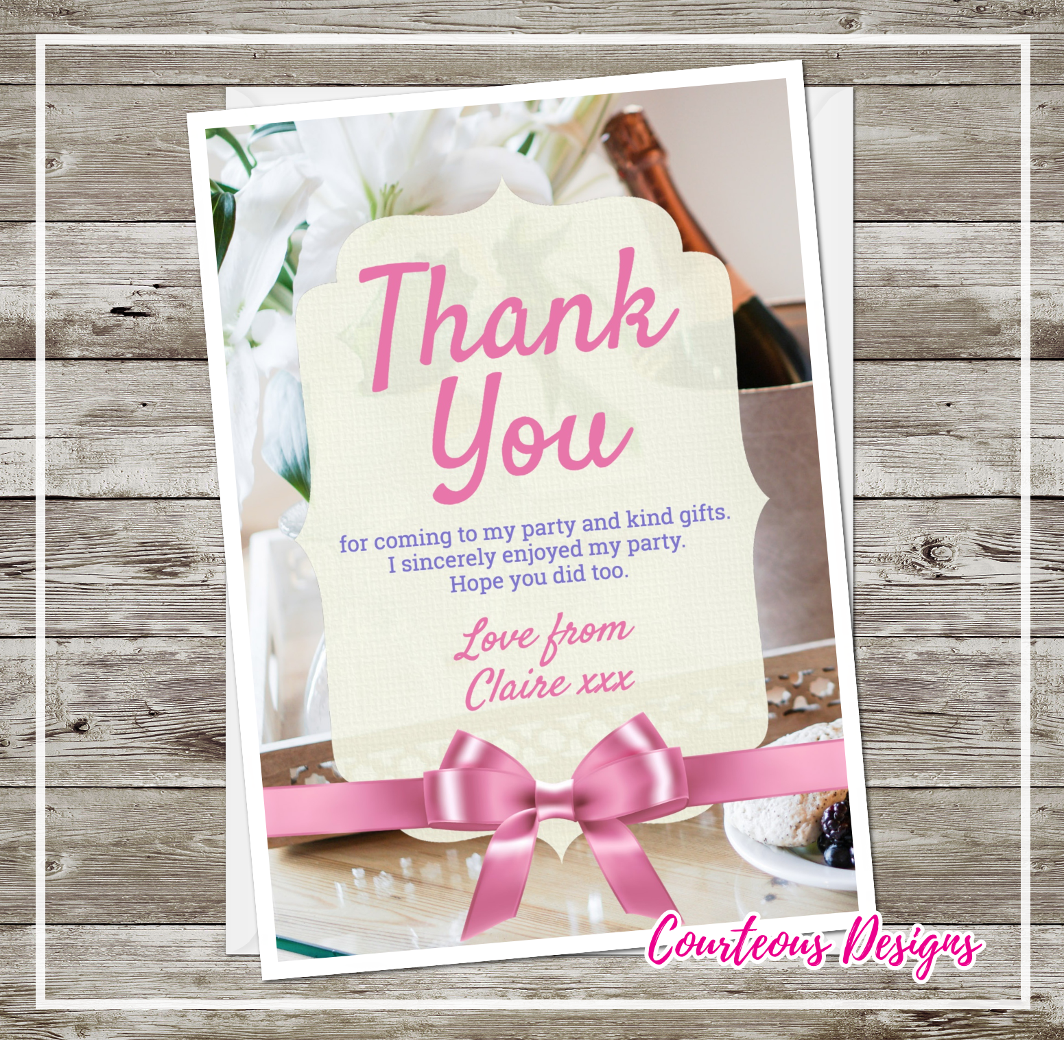 Pink Ribbon Thank You Cards