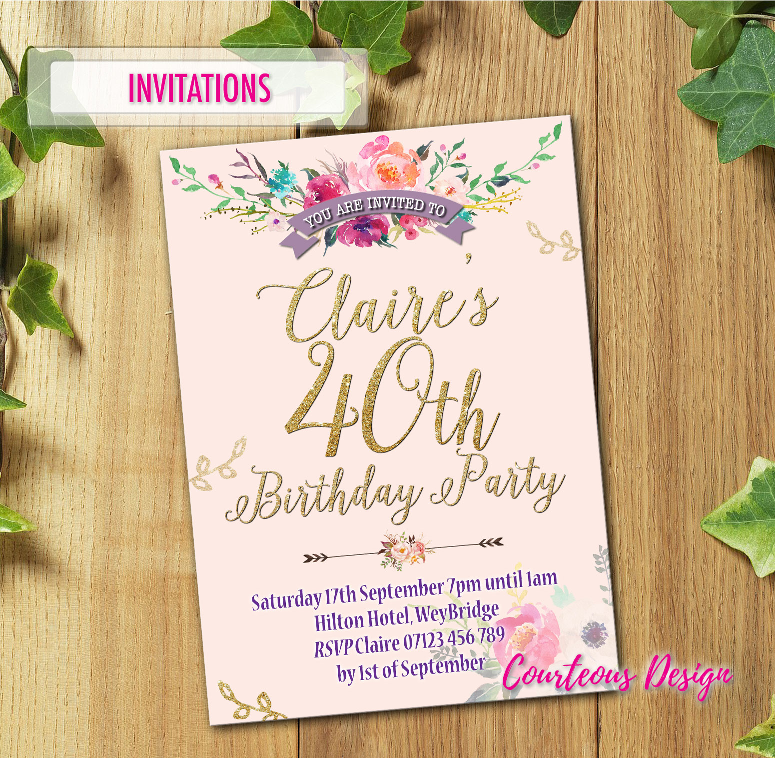 Pink Party Invitations