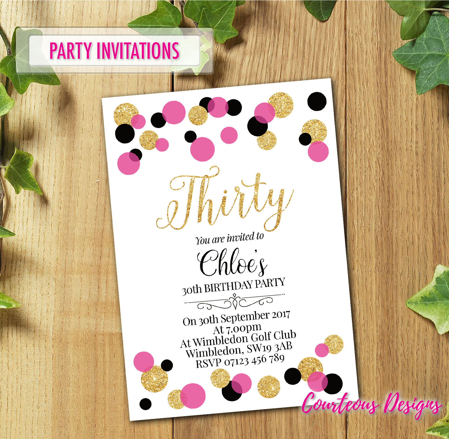 Confetti Design Party Invitations – any age